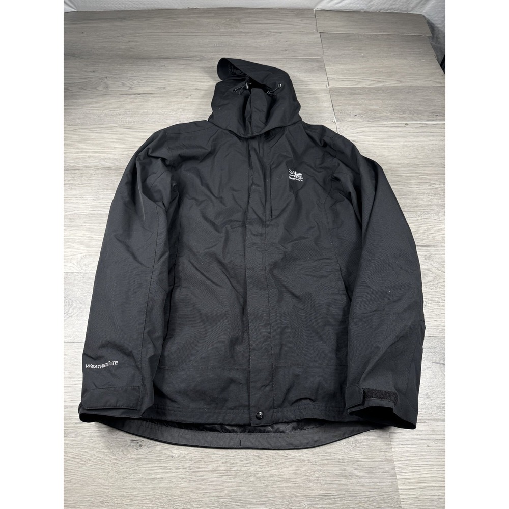 Karrimor Jacket Mens M Black Weathertite Nylon Windbreaker 3 in 1 Hooded UK